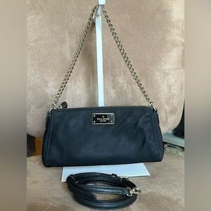 Kate Spade Black 2 way Clutch with Gold Chain/leather crossbody strap